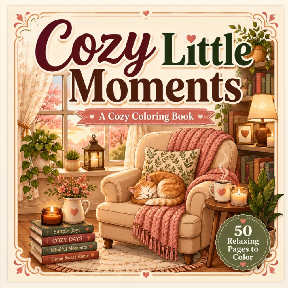 Cozy Little Moments: A Cozy Coloring Book of Peaceful Rooms, Cute Animals, and Everyday Comfort