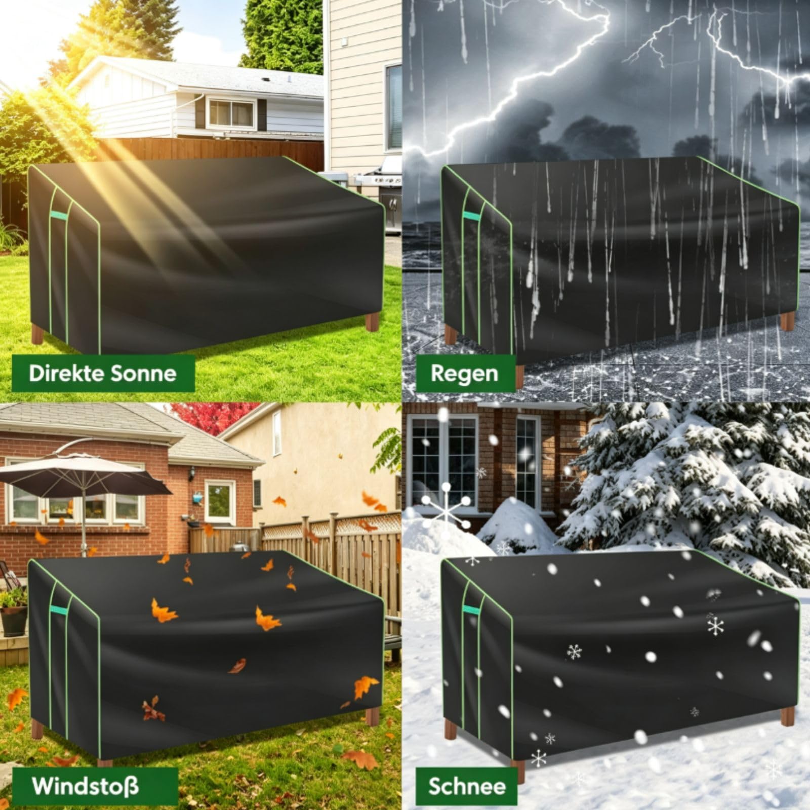 Gartenbank Abdeckung 3 Sitzer 201x110x64/80cm Abdeckung Gartensofa 210D Oxford-Gewebe mit Kordelzug 4 Verstellbare Schnellverschlüsse Wasserdicht Schutzhülle Lounge Sofa für Gärten Außenbänke