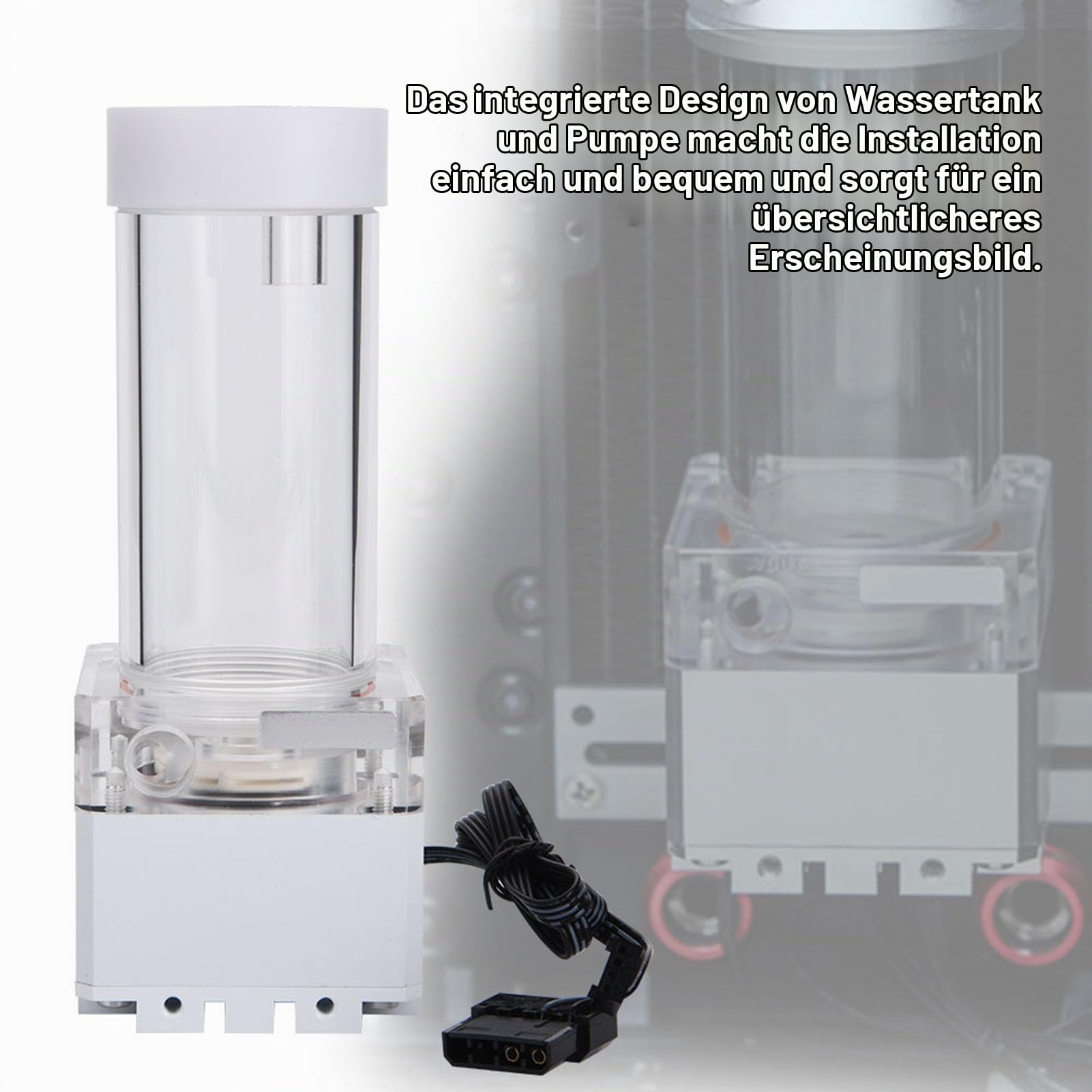 Lazmin 800L/H Computer CPU Wasserkühlung Wasserpumpe, 4 Meter Pumpenkopf Schnelle Wärmeableitung Computer Wasserpumpe LED Ultra-leiser Wasserpumpentank für PC(Weiß & 17cm)