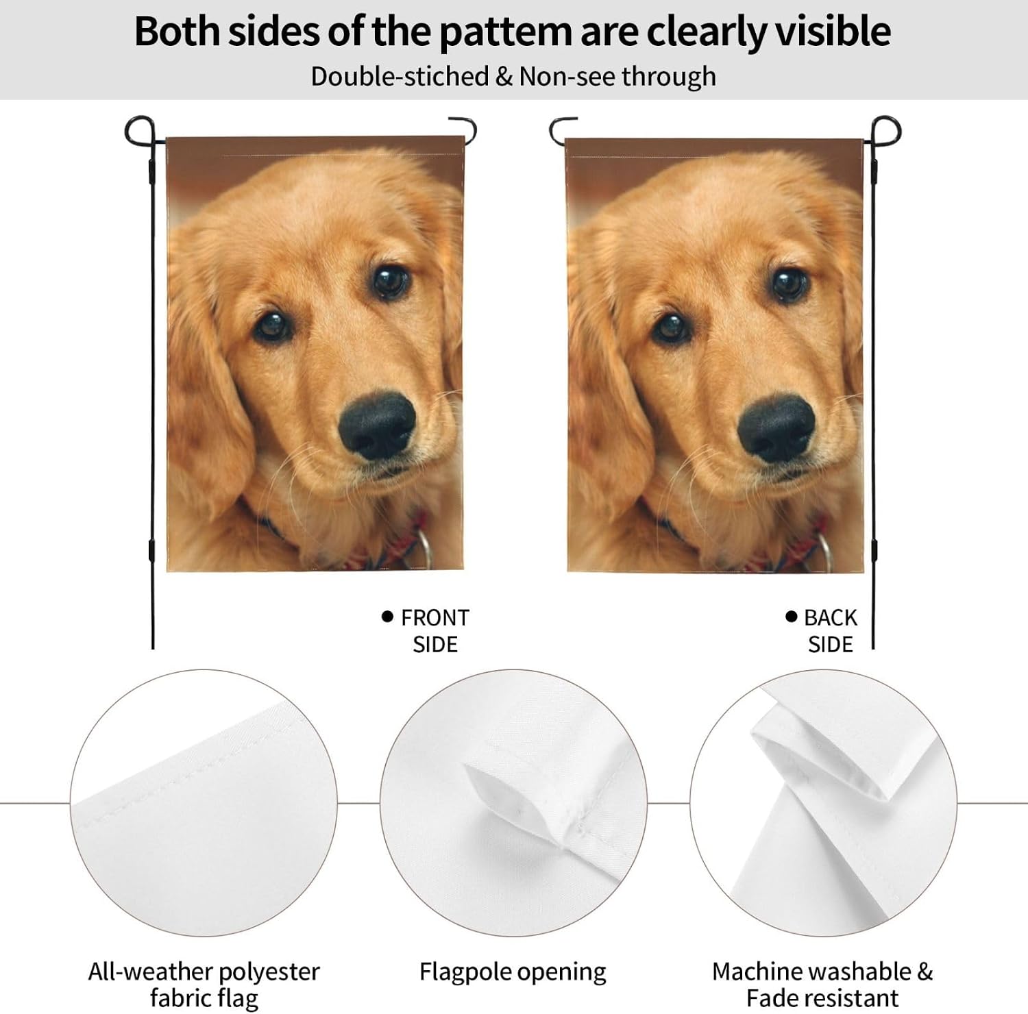 Golden Retriever Outdoors Garden Flag Yard Decoration 28""X40"" Double Sided Holiday House Yard Flags Banners Outdoor Lawn Decorations, White