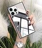 YTanazing Compatible with iPhone 15 Pro Max Case Mirror Case,Luxury Glass Glossy Rectangle Mirror Shockproof Smooth Hard Case with Soft Silicone Bumper TPU Frame for iPhone 15 Pro Max 6.7 inch