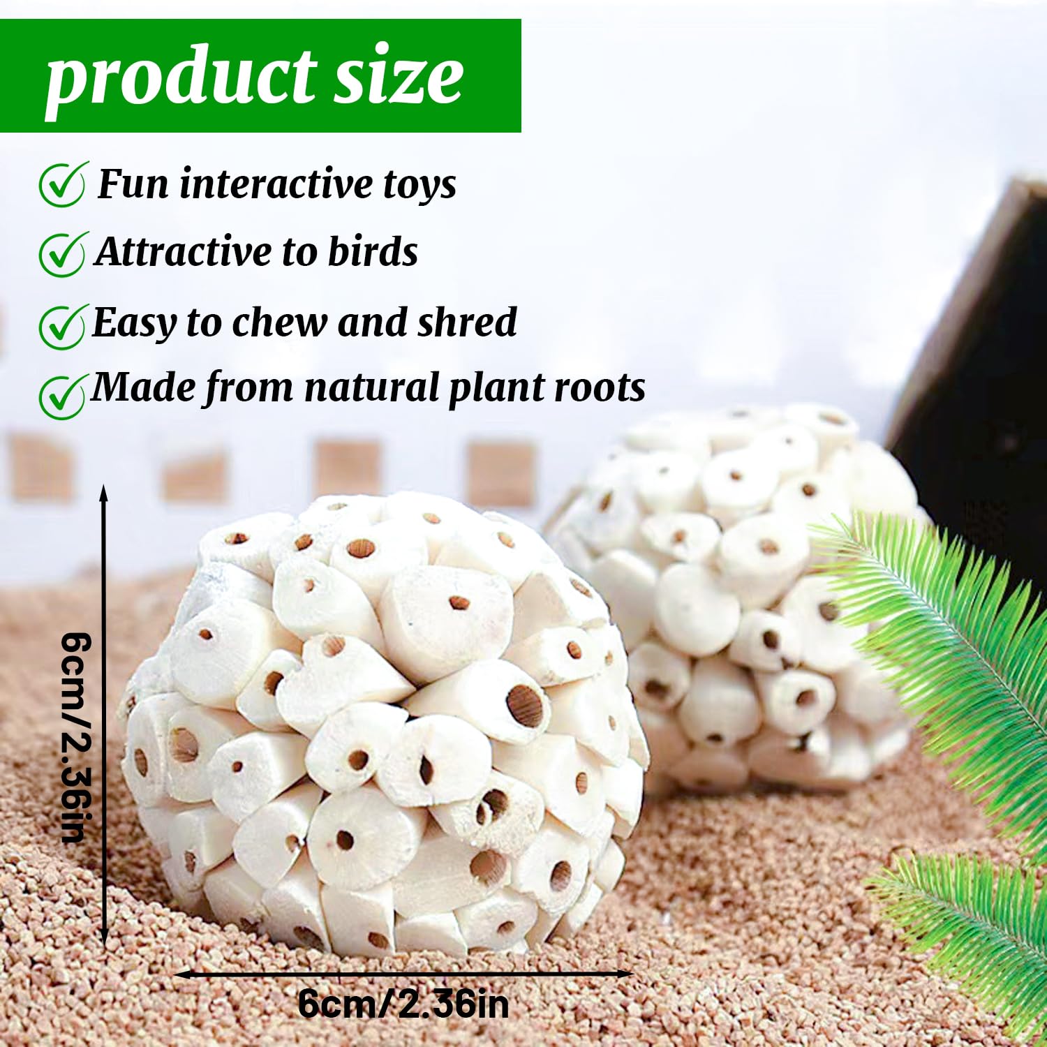 9 Pieces Bird Parrot Chew Toy Sola Balls, Natural Parrot Soft Chew Shredding & Foraging Toy, Bird Foot Balls for Cockatiel Conure Quaker Budgie Parakeet Bunny Guinea Pig Chinchilla Rabbit