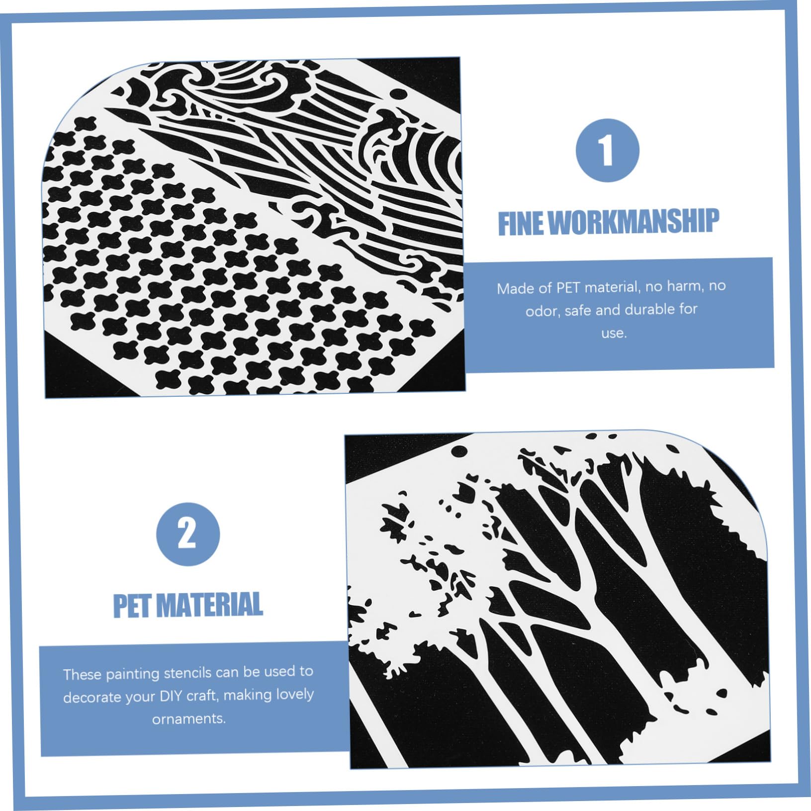 ARTIBETTER 3 Ensembles Pochoirs De Peinture Plastique De Modèles Décoratifs Réutilisables Pour Bricolage Artistique Pour Peinture Murale Décoration Intérieure 16 Feuilles*3