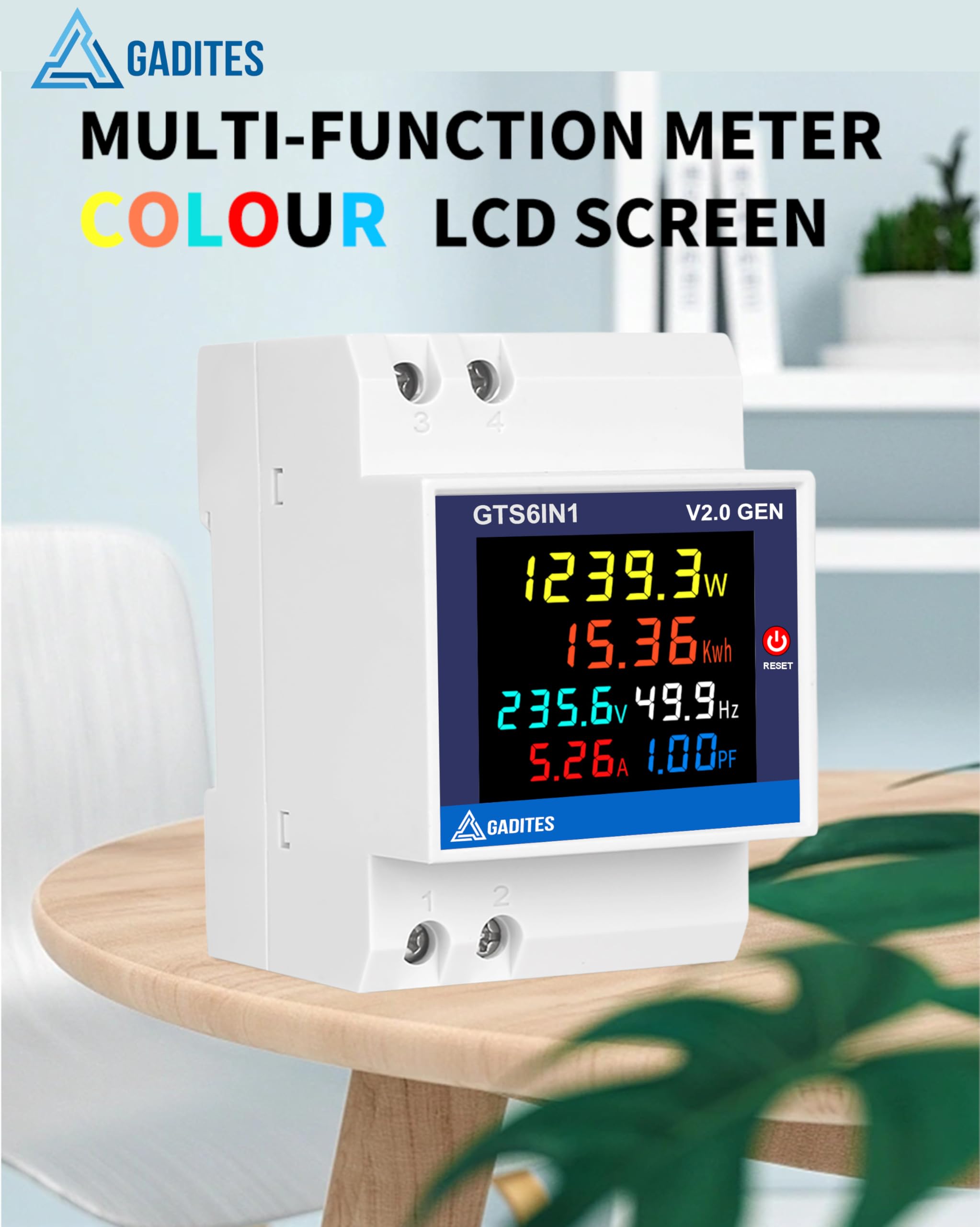 GADITES 6 in 1 Latest V2.0 GEN 100A Digital Energy Meter Frequency Active Power Factor Current Ampere Voltage Monitoring Device with Colorful LCD Display, Monitor Power Consumption Cool Gadgets - Image 3 thumbnail