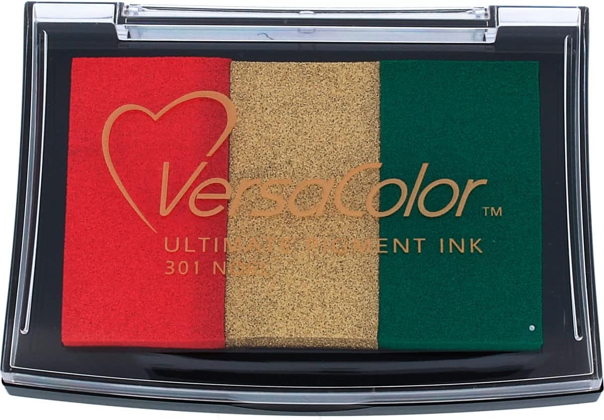 Tsukineko VersaColor Multi-Color Ink Stamping-Multiple Colours, Noel-3 Varieties-Large-Water-Based Archival, Opaque, Waterproof-Embossing, pad Size: 7,6 x 4,7 cm