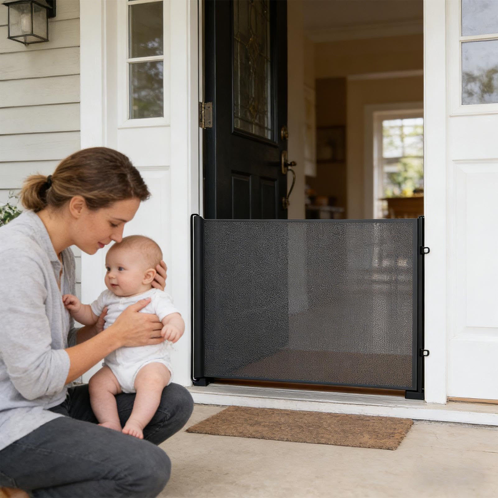 Cancelletto per Cani Recinzione Piccola Retrattile Senza Perforazione | Rete di Isolamento per Animali Domestici per Interni Esterni Porte Garage Giardino Casa Cucina Soggiorno Corridoio Scale