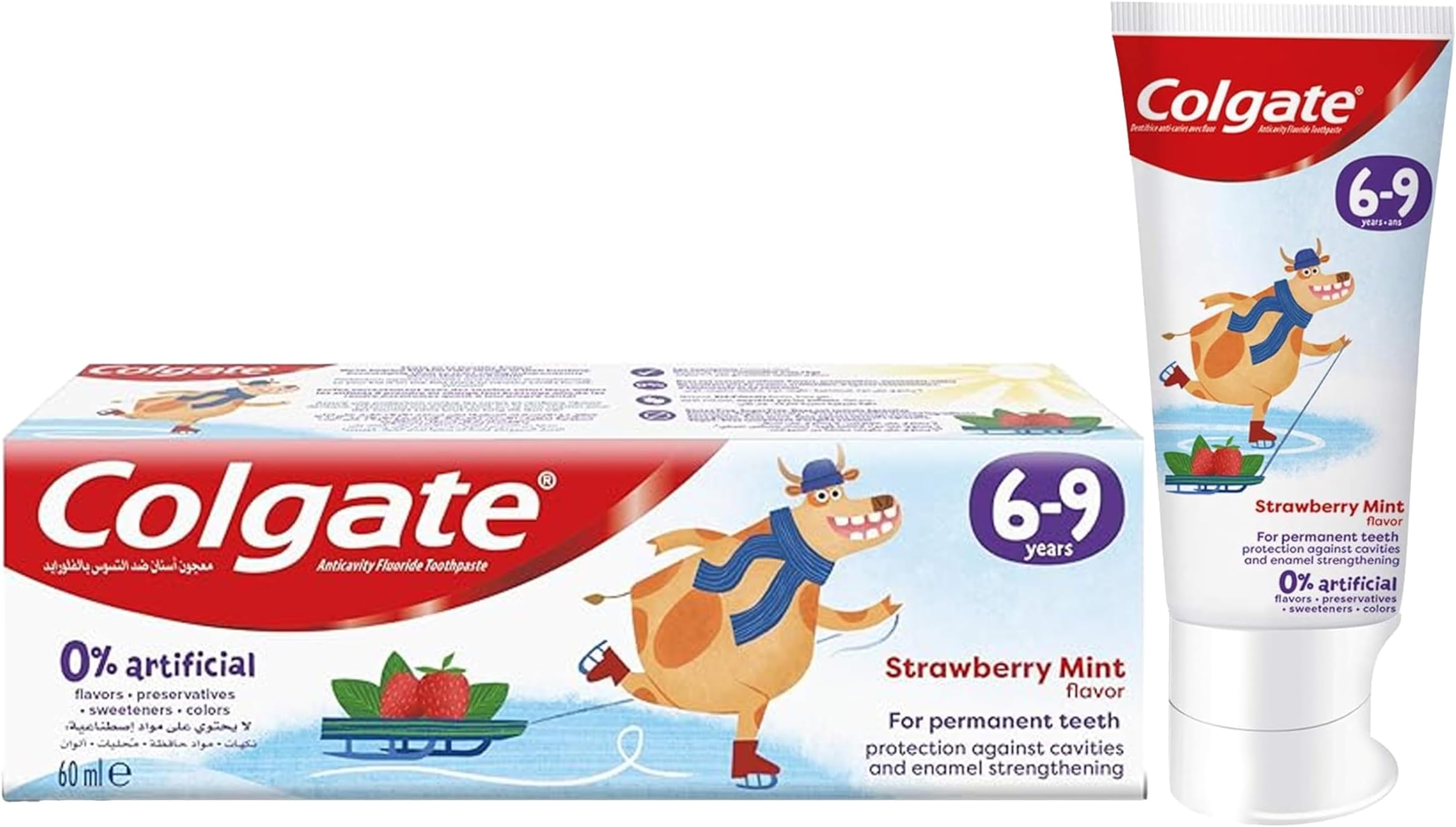 Colgate Toothpaste 6-9 Strawberry Mint Flavor Kids Toothpaste With Fluoride Gel, 60ml, 1 Pack