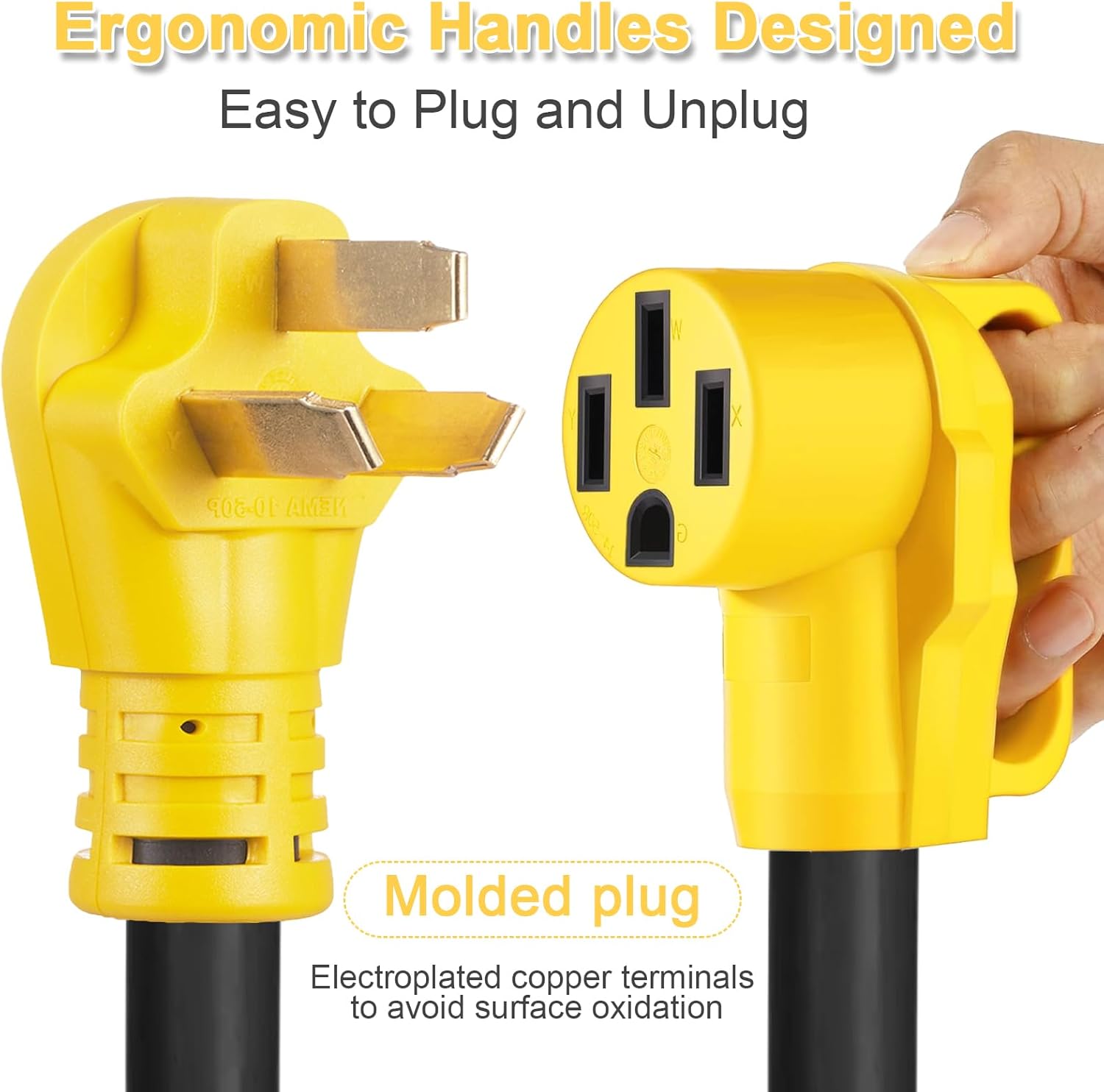 10ft NEMA 10-50P to 14-50R EV Charger Adapter Cord, STW 6AWG/3C, ONLY for Tesla or EV Charging, NOT for RV/Stove/Oven, 50 Amp 3-Prong Stove Plug to 4 Prong EV Charger Adapter, ETL Listed