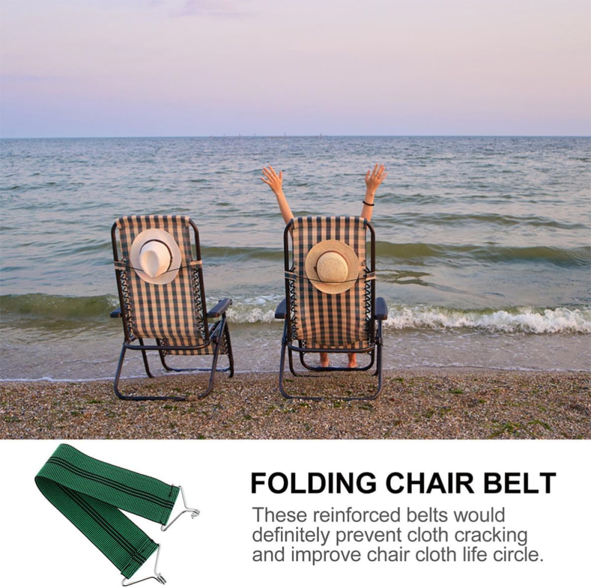 Hemoton 3pcs Foldable Chair Belts Thickened Elastic Cloth Anti-Crack Green