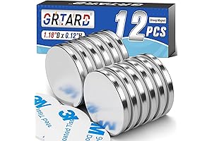 Super Strong 12-Pack Heavy Duty Neodymium Magnets with Powerful Double-Sided Adhesive