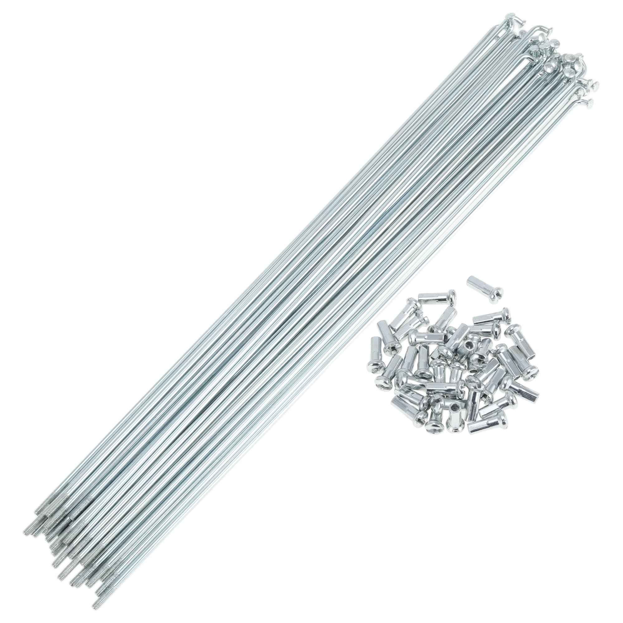 A ABSOPRO 36 Set 13G Bicycle Spokes 253mm Bike Wheel Spokes Galvanized Carbon Steel Silver Tone