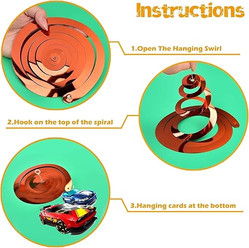 Vista 4 de 24 piezas de decoración de fiesta de remolinos colgantes de carreras, suministros de fiesta de autos calientes, adecuados para suministros