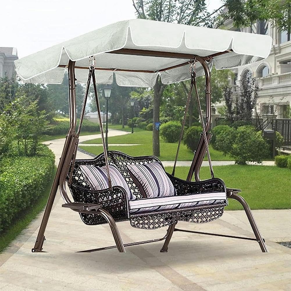 CREATCABIN Outdoor Patio Swing Chair Canopy Replacement 3 Seater Porch Swing Seat Canopy Top Cover 210D Oxford Cloth Waterproof UV Protection for Garden Hammock Top Furniture Covers Beige 77 x 49in