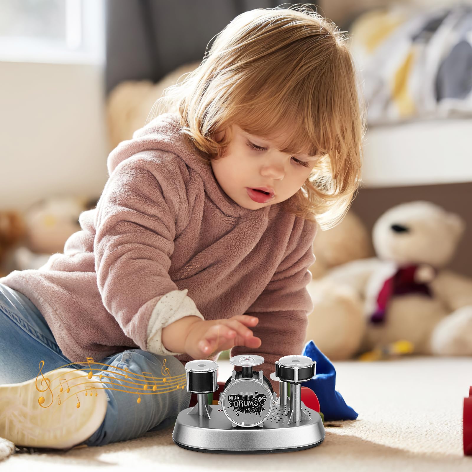 VICASKY W501 Mini Finger Drum Set Touch Sensitive Led Light Jazz Percussion Instrument for Kids Desk Toy, Pocket Drum - Image 3
