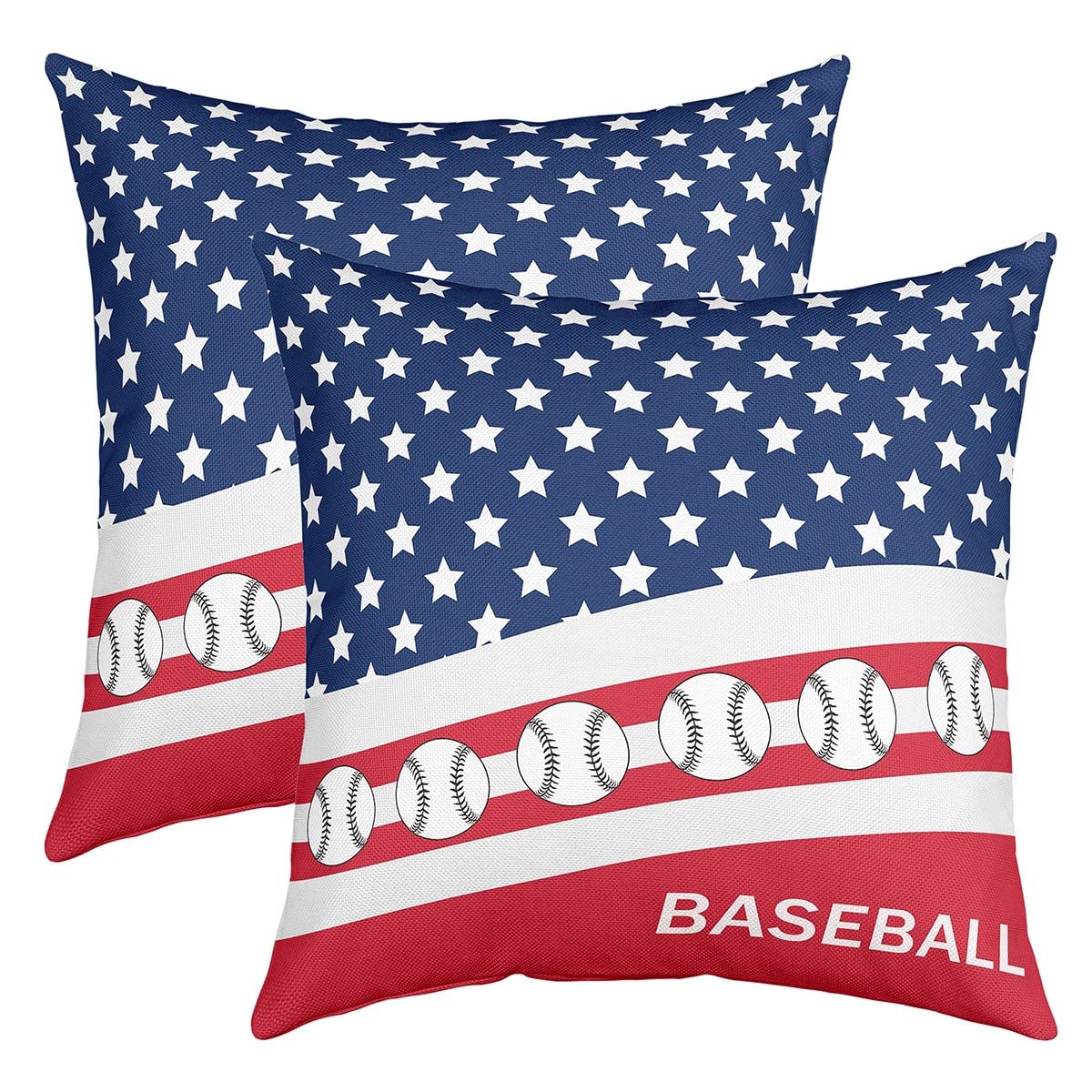 Set di 2 federe per cuscini con motivo baseball, 55,9 x 55,9