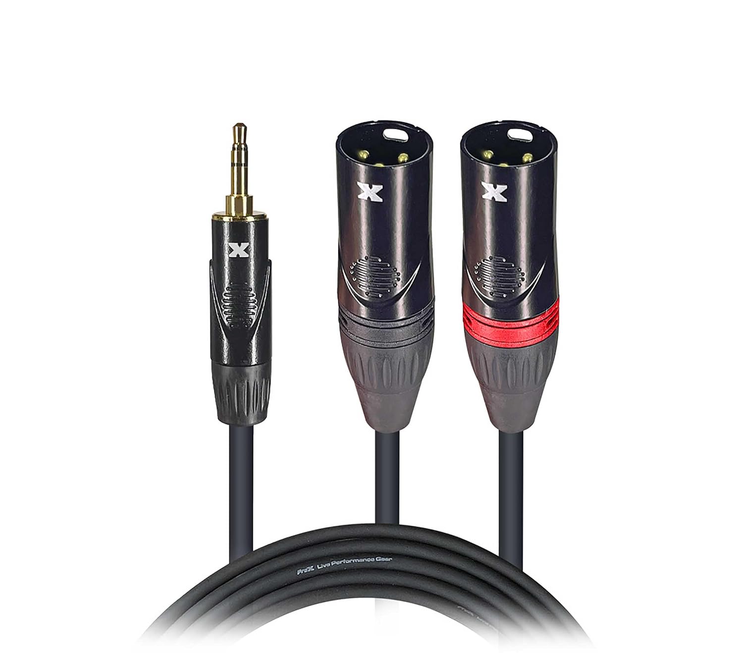Prox XC-CMXM5 5 Ft. 3.5mm Mini TRS-M to Dual XLR3-M High Performance Audio Y Cable