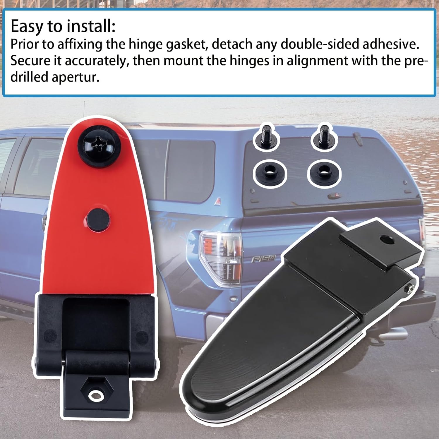 Truck Bed Tailgate Accessories，1 Pair Liftgate Glass Hinge for LEER Truck Cap 100XL，Compatible with Leer 100xl/le/xr - All Glass Rear Door Hinge - 2 Hole，leer Truck Cap Parts;Replace OE#103528.