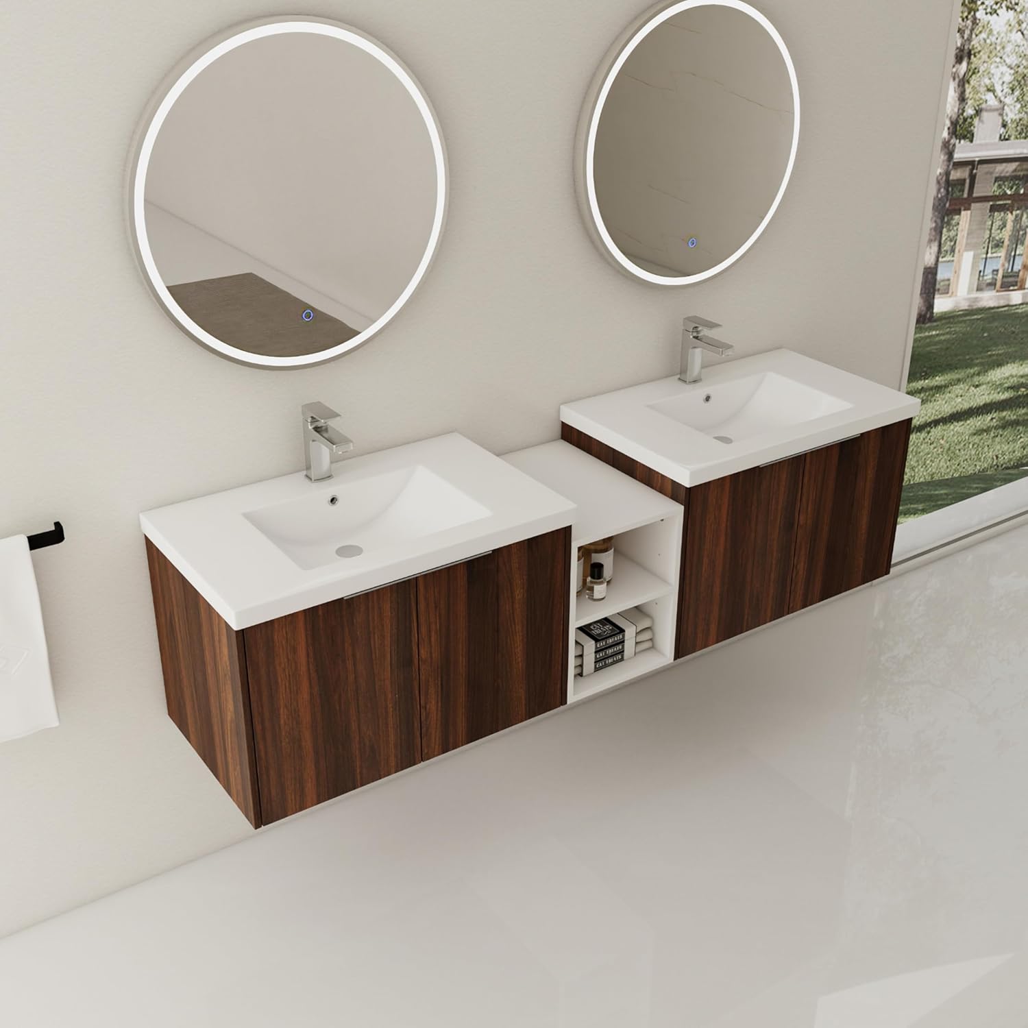 Amazon.com: SSLine 72" Double Bathroom Vanity with Top Basin Modern ...
