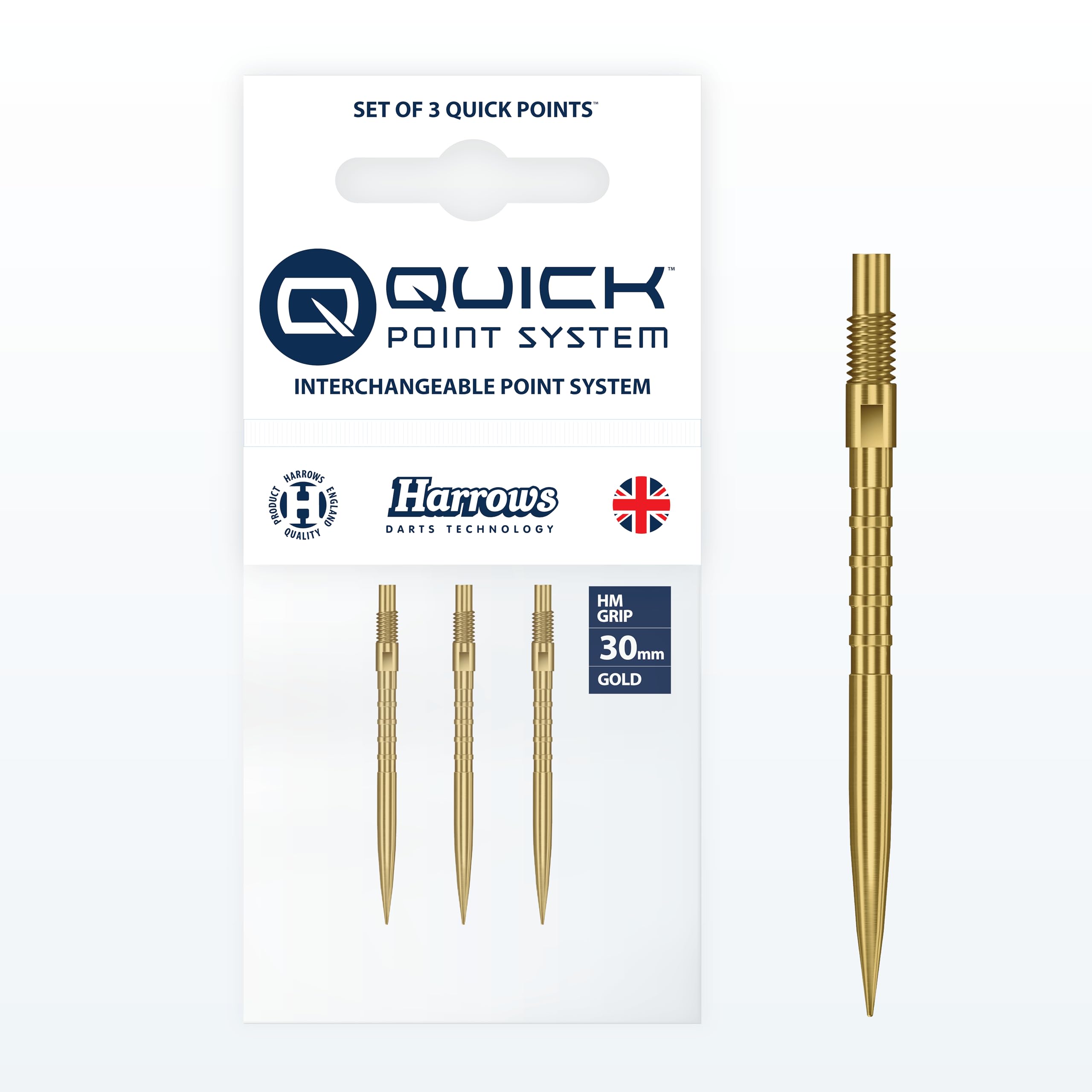 Harrows HM Grip Heavy Metal Quick Points – Punkty do rzutek inspirowane Ryanem Searle z kwadratowymi pierścieniami chwytowymi na palce – System Quick Point bez łamania do szybkiej wymiany grotów