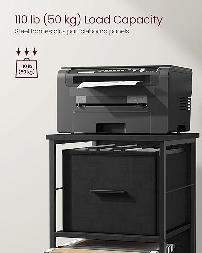 Miniatura 4 de VASAGLE Archivador con 2 cajones, soporte para impresora, estante de almacenamiento en cubo, para A4, archivos tamaño carta, carpetas de archivos