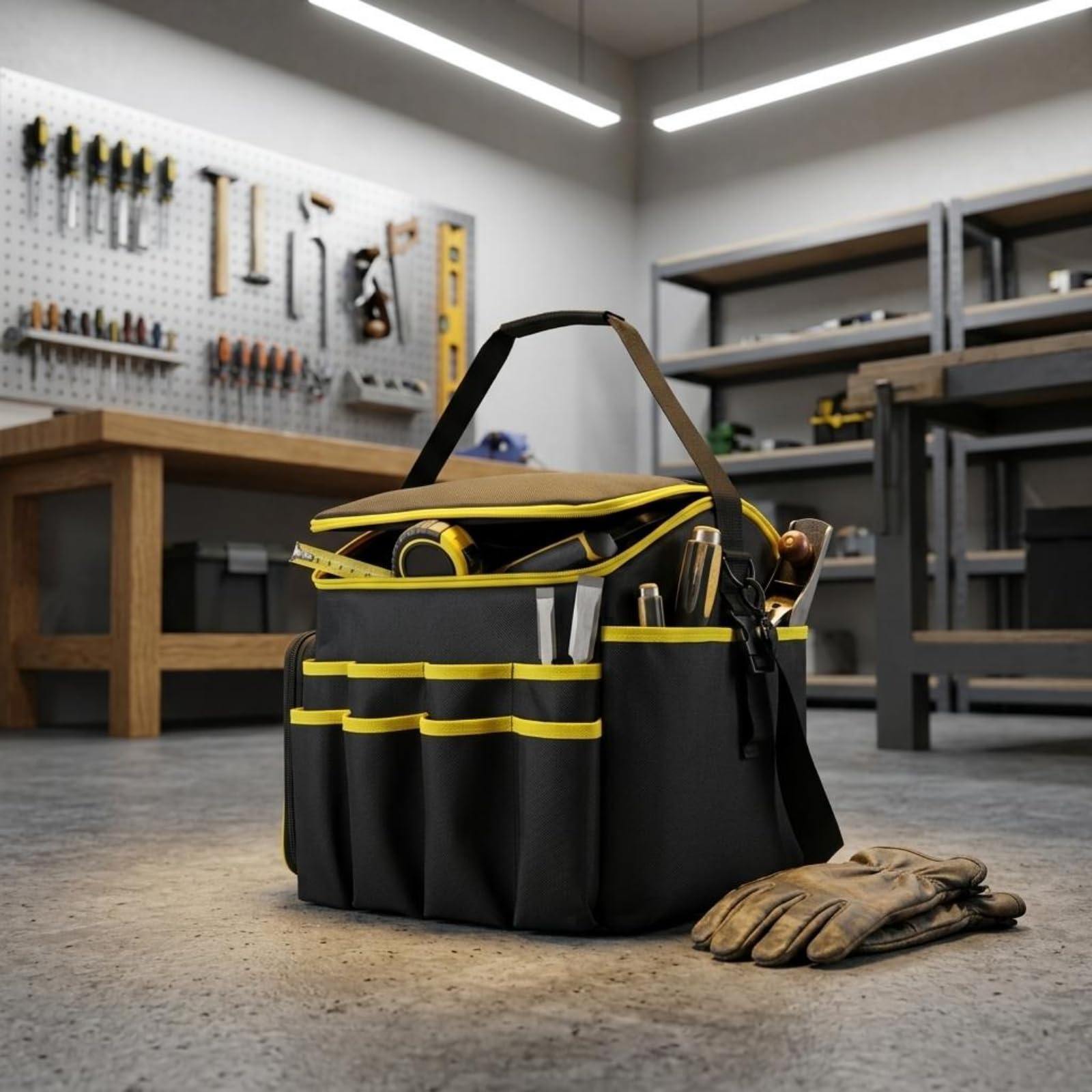 MagiDeal Borsa Porta Attrezzi Portatile Borsa Utensili Borsa da Lavoro Astuccio Organizzatore con Cerniere E Patte di Protezione Separazione Flessibile per
