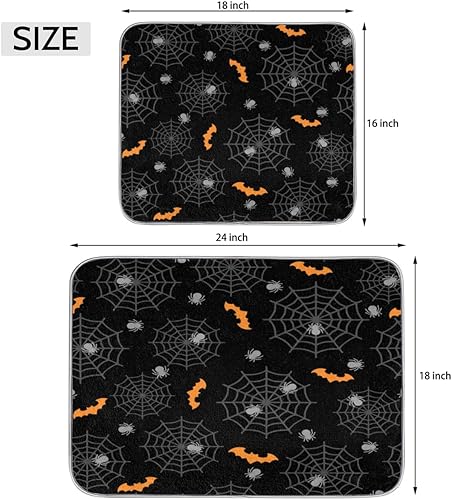 Miniatura 2 de Tapete de secado de platos de murciélagos con textura de Halloween para encimera de cocina, 18 x 24 pulgadas, almohadilla de secado absorbente de