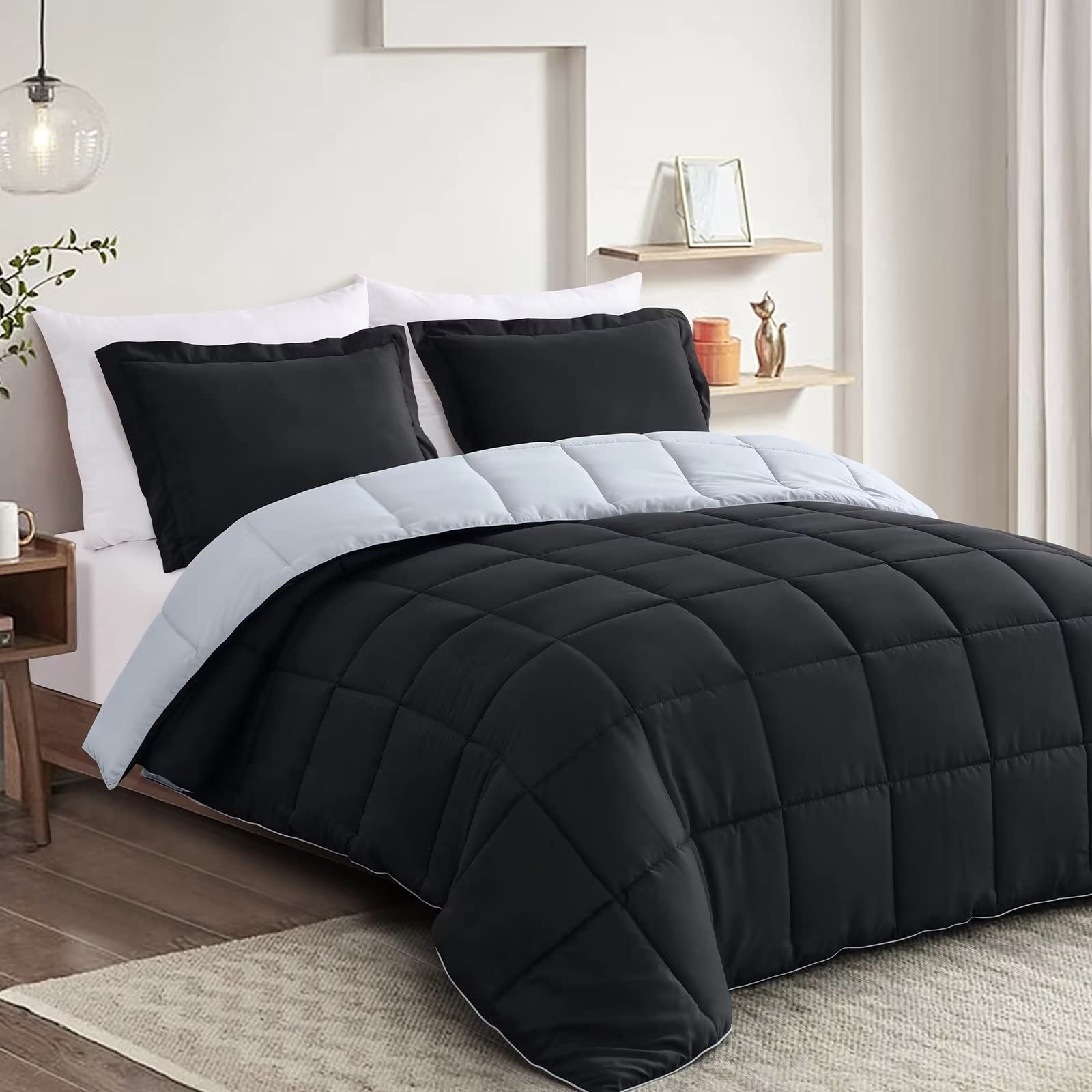 Homelike Moment Lightweight Comforter Set Queen Reversible All Season