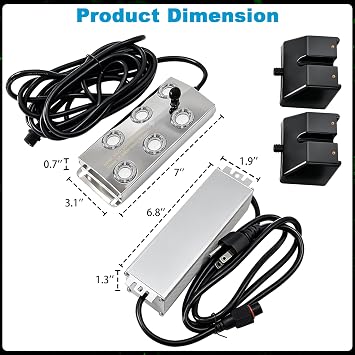 Ultrasonic Mist Maker 6 Heads, 5000ml/H Output Mist Maker Fogger, 250W Waterproof Power Supply, Ideal for Halloween Ambiance, Aquarium misting, Greenhouse and Garden Humidification