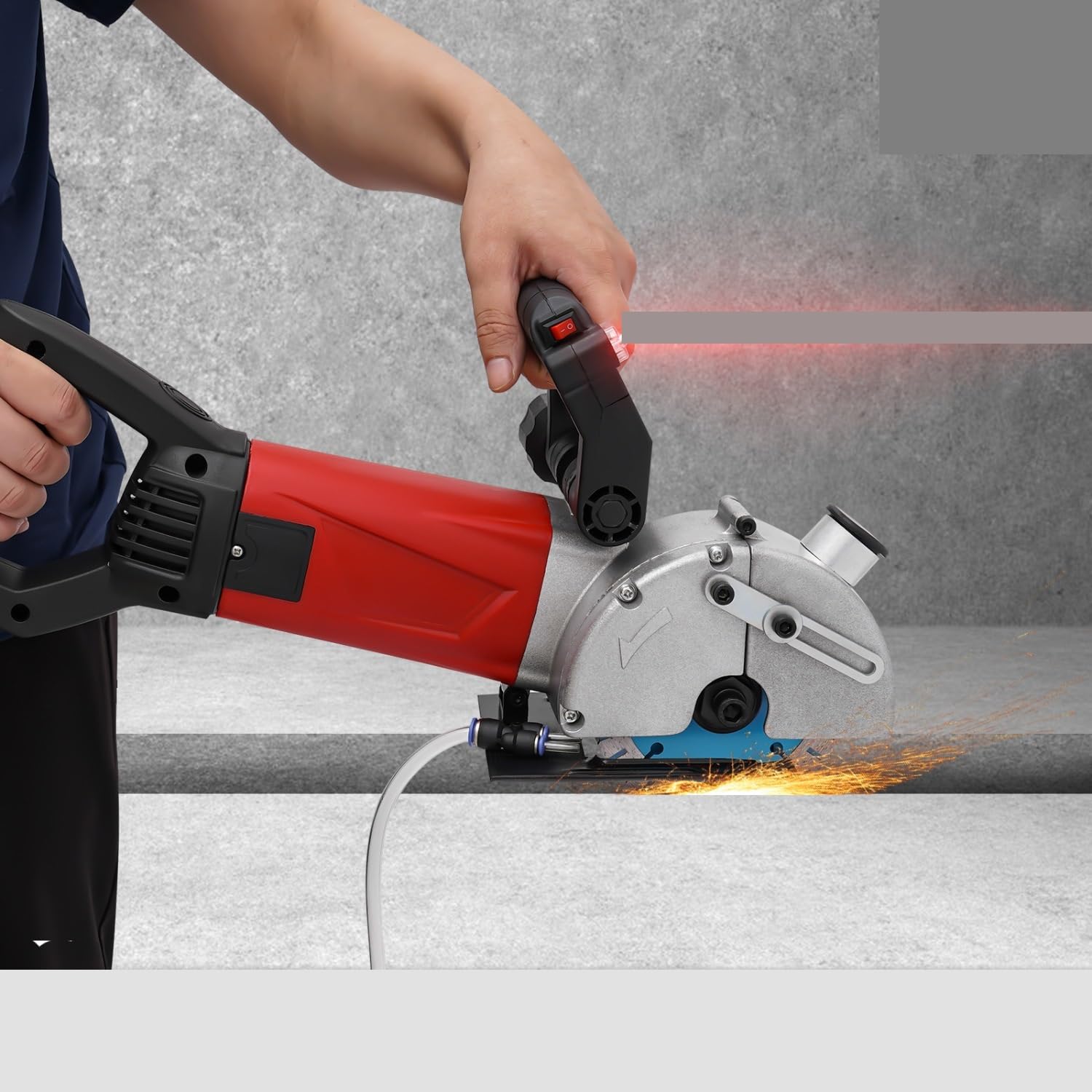 Bezpyłowa Bruzdownica Ścienna Z Linią Celowniczą Laserową | Elektryczna Dłutownica 2800 W 125 Mm 5 Ostrzami | Przecinarka Do Betonu Cięcie Różnych Materiałów Bez Wysiłku