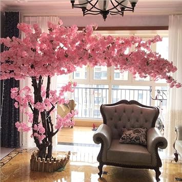 Artificial Pink Cherry Blossom Tree, Large Plant, Handmade Fake Cherry Silk Flower Decoration, Wishing Tree, for Wedding Event Indoor Outdoor Party Restaurant Extended-1x0.6m