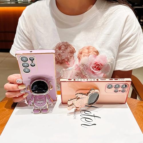 Miniatura 3 de Funda de teléfono para Samsung Galaxy S23 Ultra de 6.8 pulgadas, cubierta de lujo con soporte de astronauta con bonito diseño de corazón de amor,