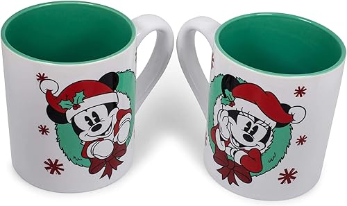 Miniatura 2 de Juego de 2 tazas de café navideñas de Mickey y Minnie Mouse, accesorios de cocina oficiales de Disney, vasos de Navidad para bar en casa, ideas de