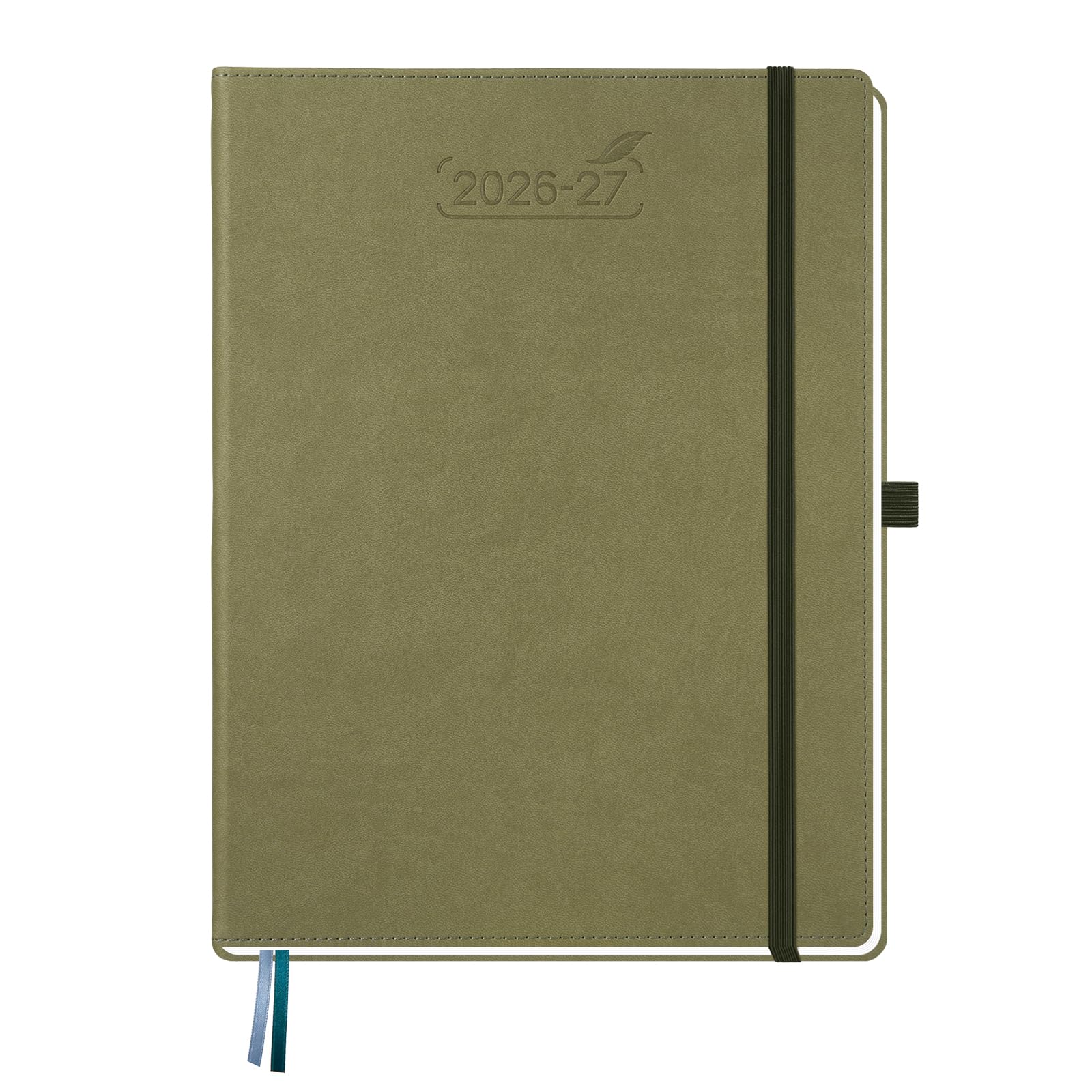 BEZEND A4 Academic Diary 2026-2027 Week to View (Jul 26 - Dec 27) Vertical Weekly Planner with Time Slots & Monthly Tabs. Appointment Diary for Home School Office. PU Leather Hardback, Kiwi