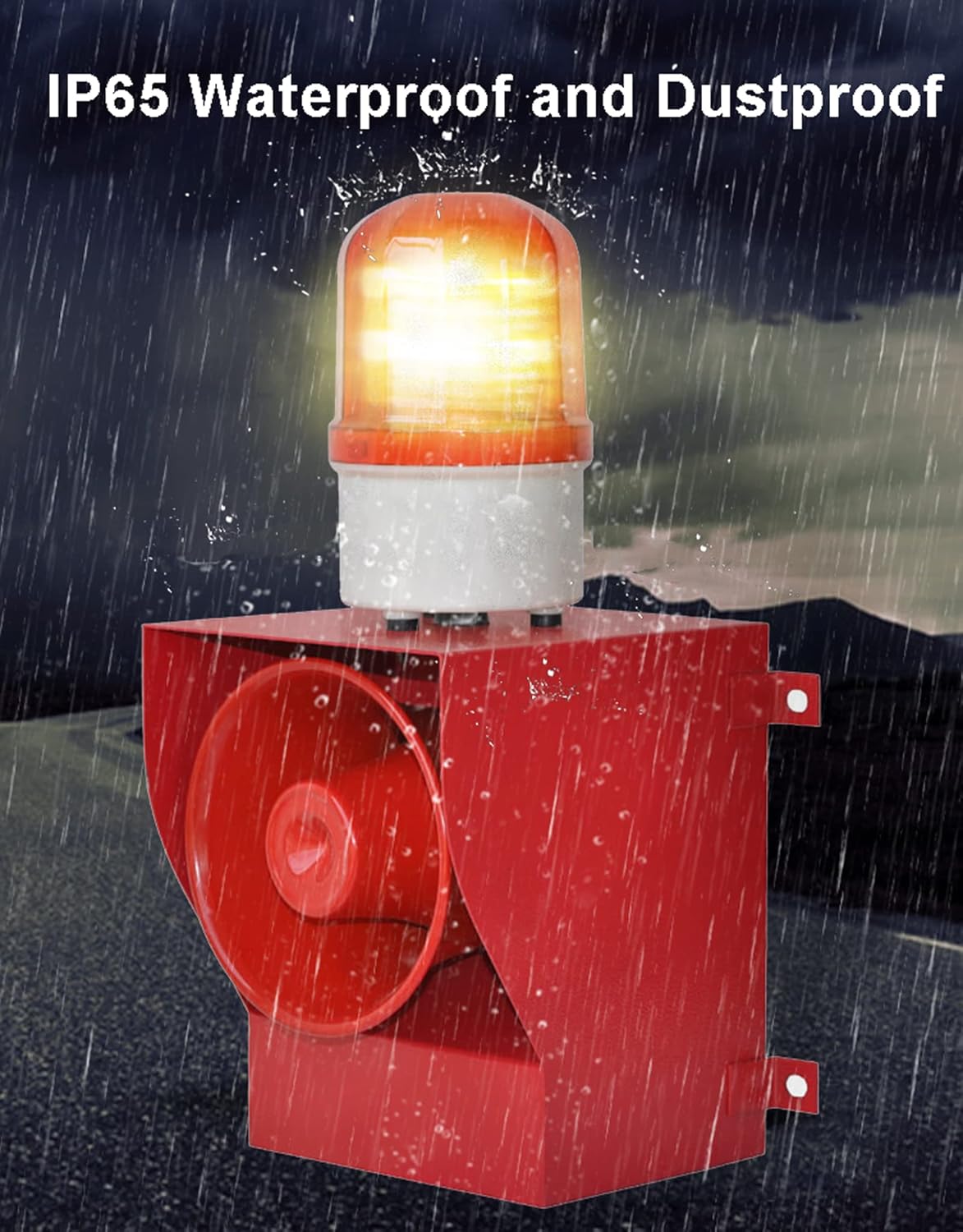 Alarm Siren Outdoor 130dB Industrial LED Siren Strobe IP65 Waterproof 45W Security Siren Alarm for Noisy Environment Emergency Sirens AC220V