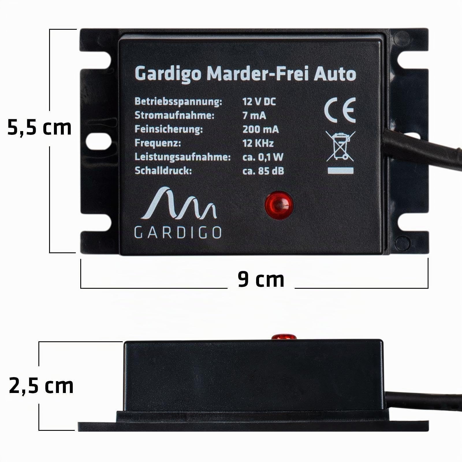 Gardigo® Anti Martre Voiture – Répulsif Ultrason Branché sur Batterie – 12V – Protection Moteur Contre Fouines, Rongeurs, Martres – Dispositif Préventif pour Voitures et Camping Cars