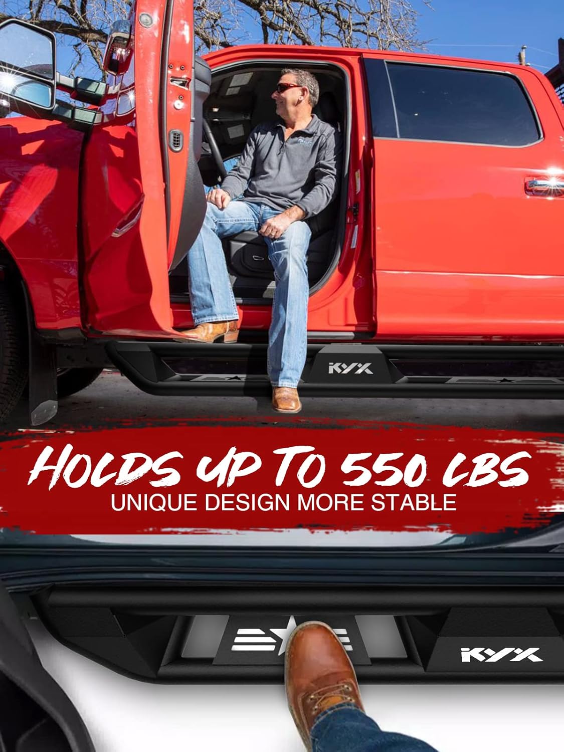 KYX Running Boards Compatible with 2005-2024 Frontier Crew Cab, 5 inches Car Door Side Steps Nerf Bars Step Rails, Running Board for Frontier 2005-2024