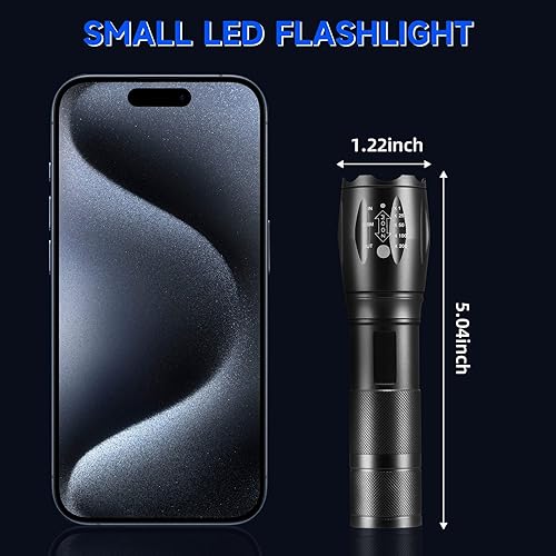 Miniatura 6 de Paquete de 8 linternas pequeñas potentes, 5 modos de linternas LED brillantes de alto lúmenes, mini linternas para el hogar, luz de flash para