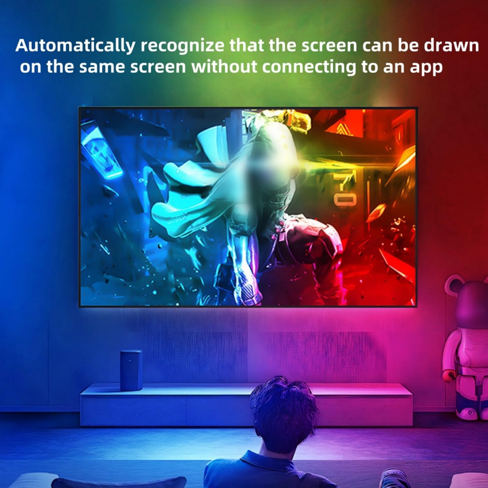 Striscia LED USB per TV con luci LED per Streaming, Luce di Sfondo Colorata con Computer, Suono Sincronizzato e Atmosfera Luminosa sullo Stesso Schermo (DC12V, 24 Pollici)