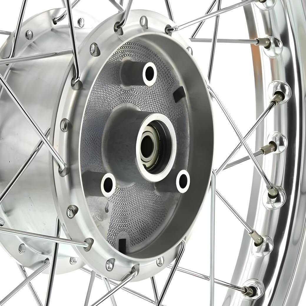 Speichenrad 1,5x16 Zoll Alufelge poliert + Chromspeichen + Tuning-Radnabe