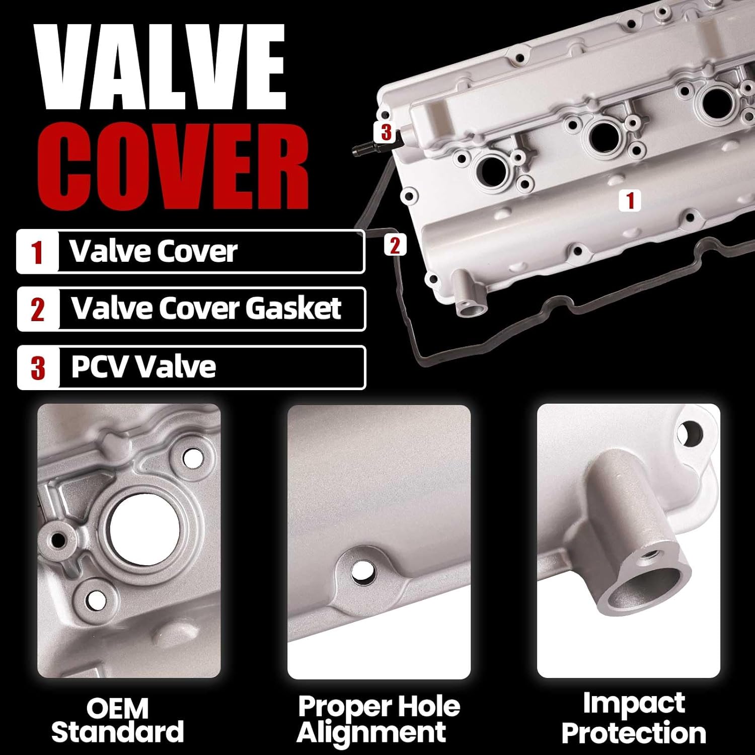 MITZONE Aluminum Valve Cover Compatible with Hyundai Azera Sonata Santa Entourage Veracruz Kia Amanti Sedona 2006-2012 3.3L 3.8L V6