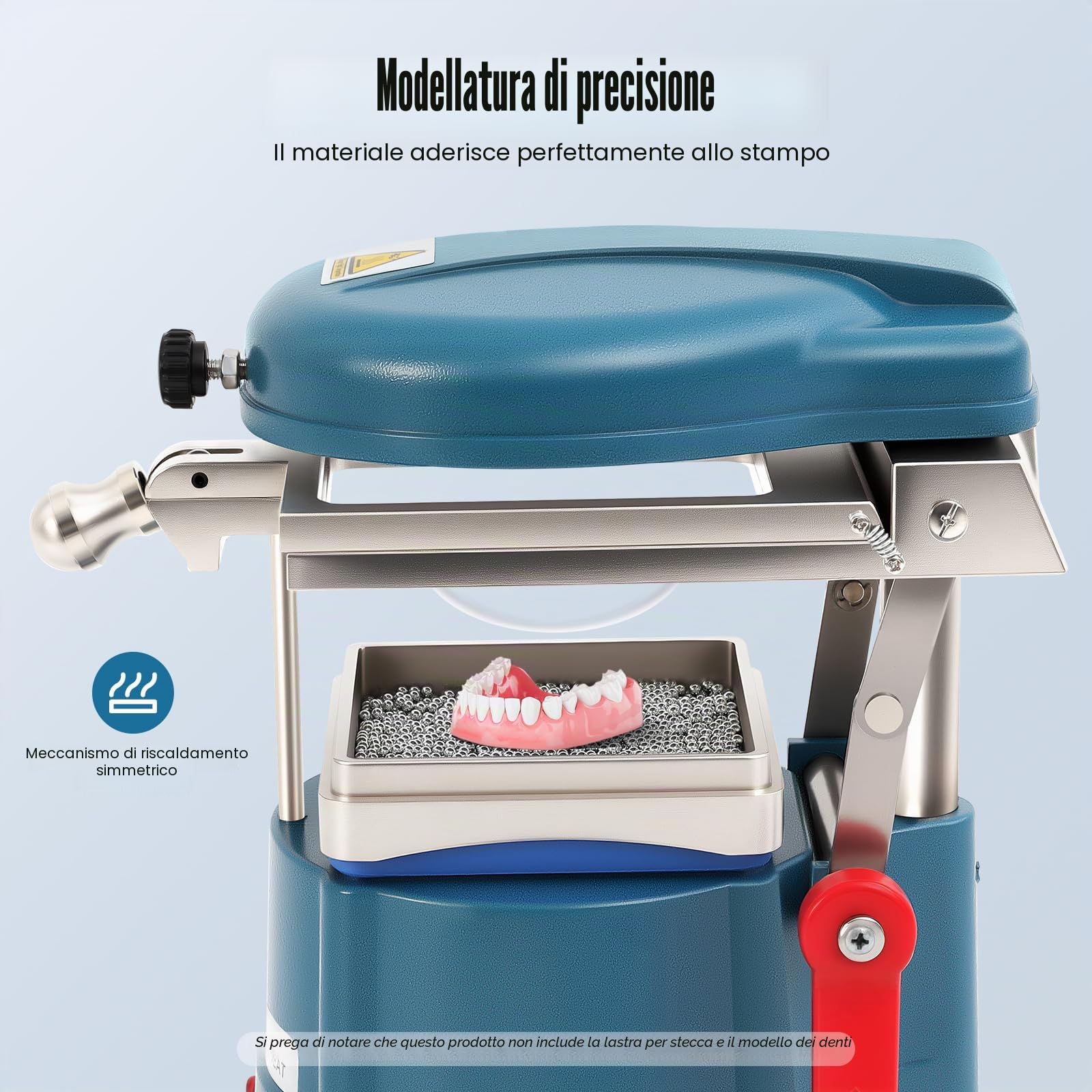 Macchina per formare il vuoto dentale, 800 W, Potenza del tubo di riscaldamento 600 W, Acciaio inossidabile, Quadrato