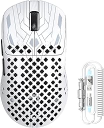 MAMBASNAKE M2 Ultra-Lightweight Wireless Gaming Mouse, PAW3395PRO Sensor 40000 DPI, 41g Carbon Fiber, Mouse Coiled Cable, Tri-Mode 2.4G/Bluetooth/Wired, 100M Clicks, Cloud Driver, Ergonomic Design