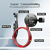 Vista 5 de Conector SAE Enchufe de Alimentación Puerto Lateral de Pared, Cable de 10 AWG Resistente a la Intemperie Conector de Montaje en Panel de Conexión