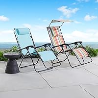 Vista 9 de BrylaneHome 350 libras para exteriores, 350 libras, capacidad de peso, silla ajustable de gravedad cero con dosel, silla tumbona plegable