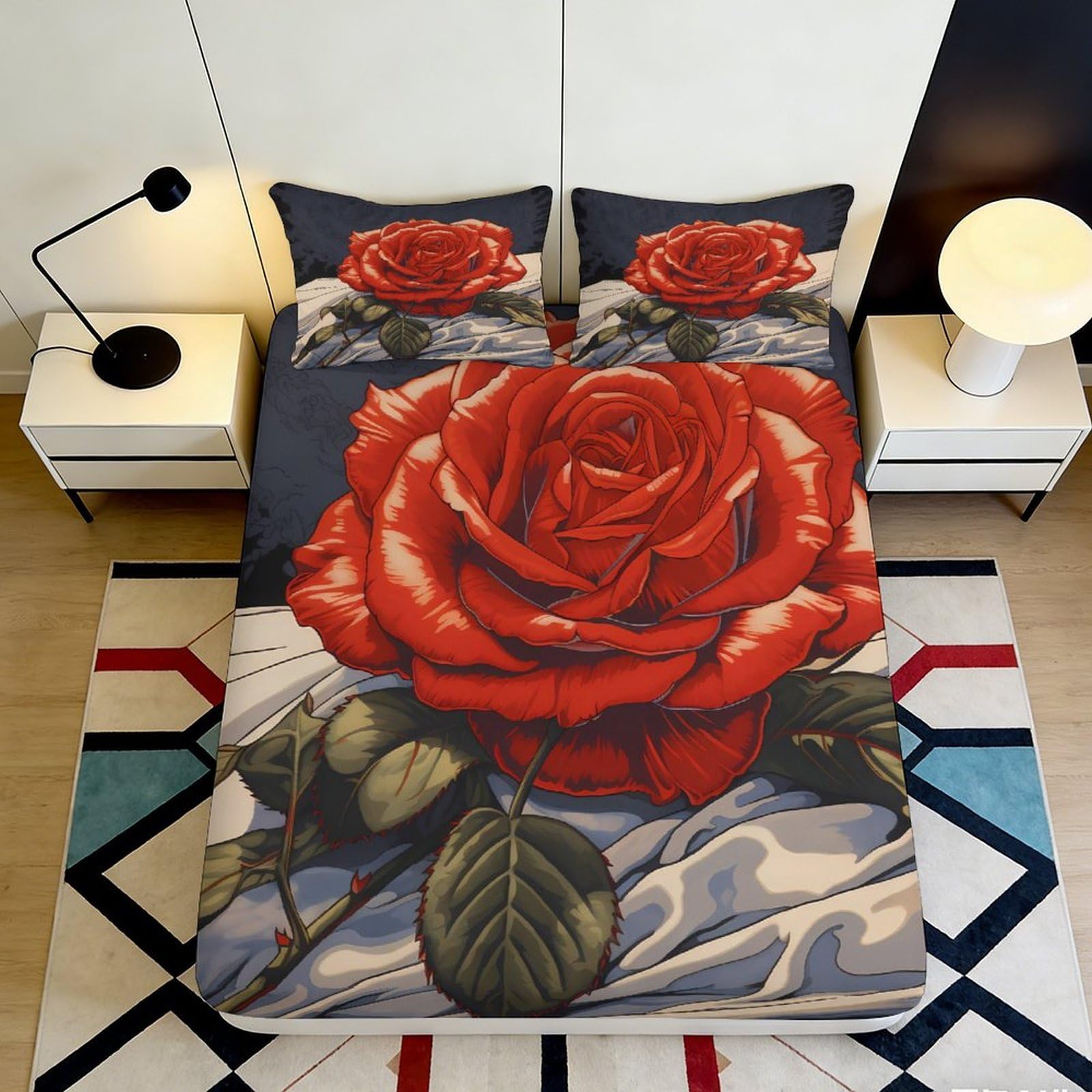 3D Printed Dachshund Fitted Sheet Microfiber Deep Pocket Non-Slip Bedroom Bedding Dog Pattern Mattress Fitted Cover Washable 160x200x25cm