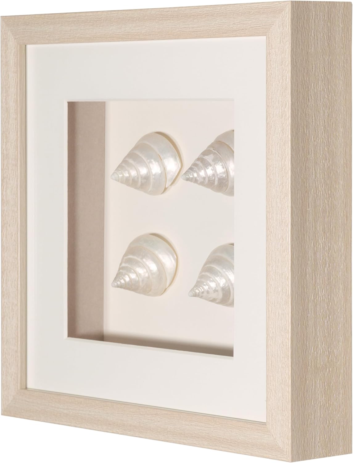 HUJI Handmade Pearlescent Sea Shell Shadow Box Wall Decor Wall Art Set of 2