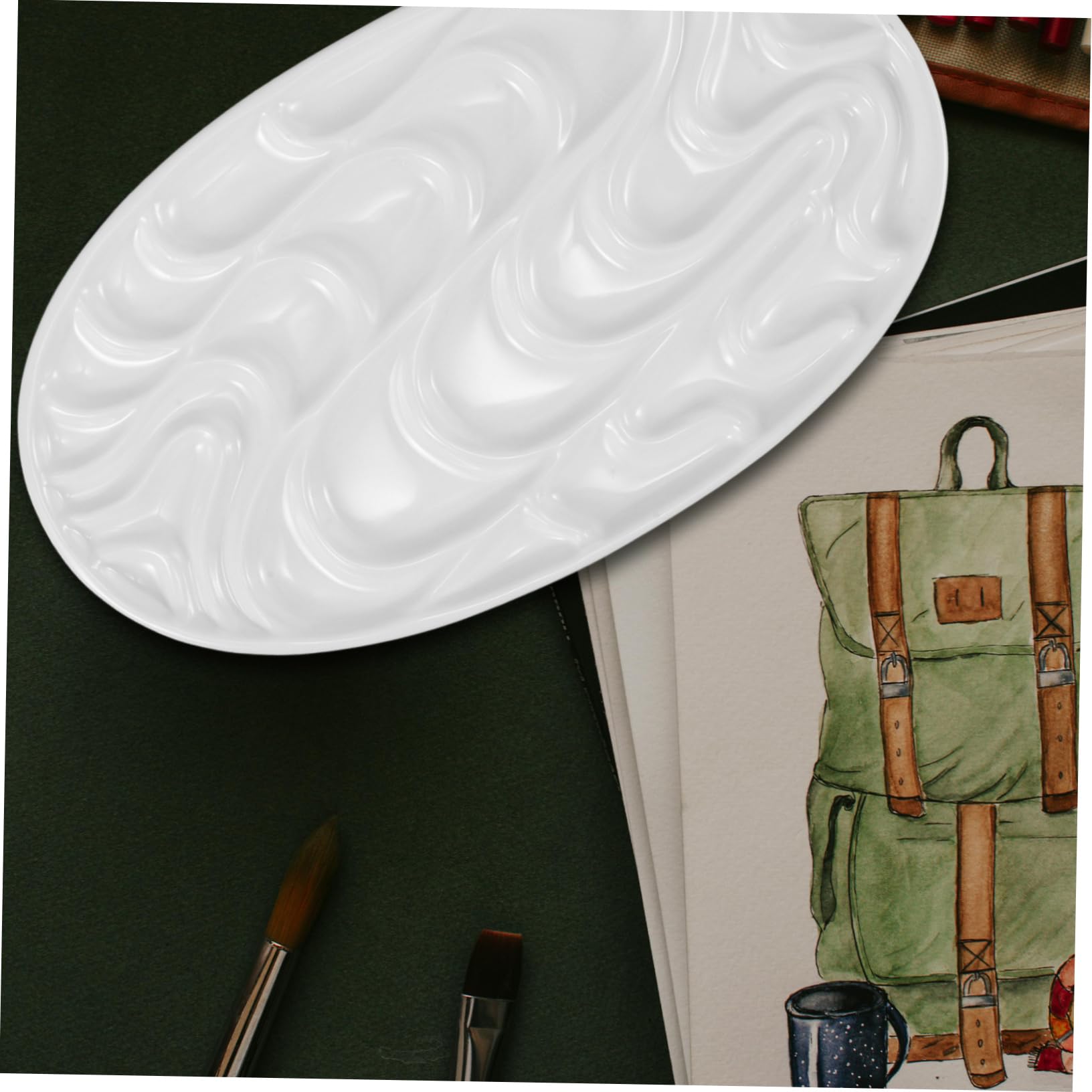 Palette Vague Peinture Céramique Aquarelle en Blanche