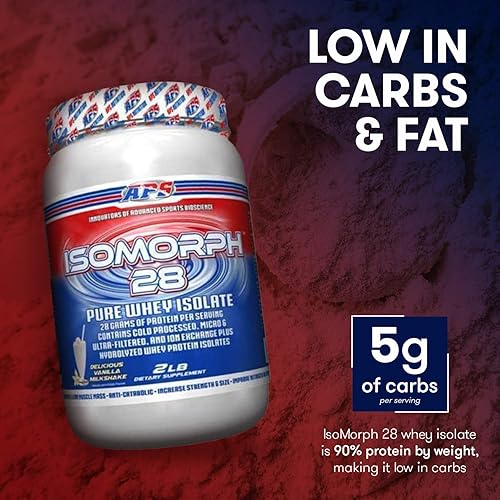 Miniatura 4 de Isomorph 28 by APS Nutrition, suplemento de proteína en polvo aislado de suero puro, batido de vainilla, 5 libras