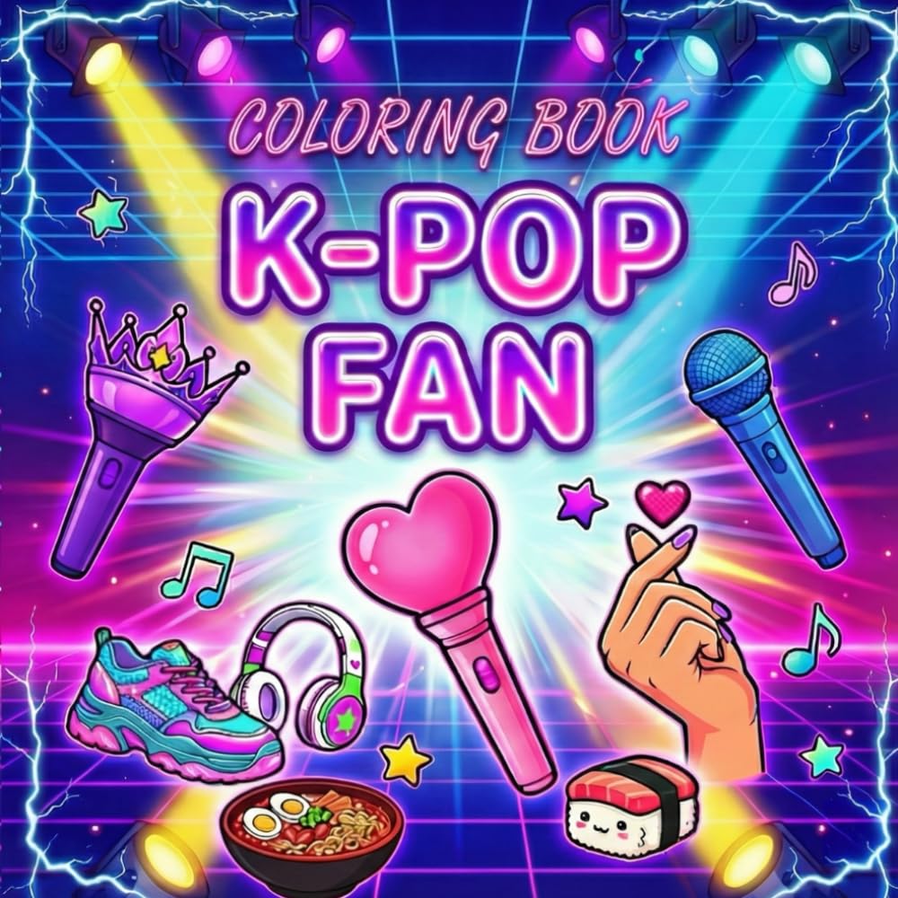 K-Pop Coloring Book: Bold & Easy Coloring for Kids, Teens and K-Pop Fans — Cute Idols, Music Vibes, Aesthetic Fashion and Adorable Designs | Perfect Gift Idea