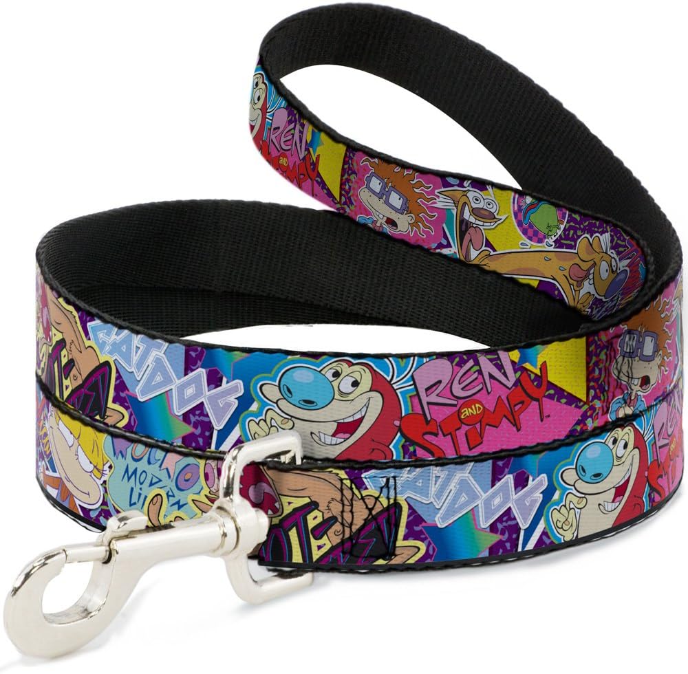 Dog Leash Nick 90s Rewind 7 Character 4 Logo Collage 6 Feet Long 1.0 Inch Wide